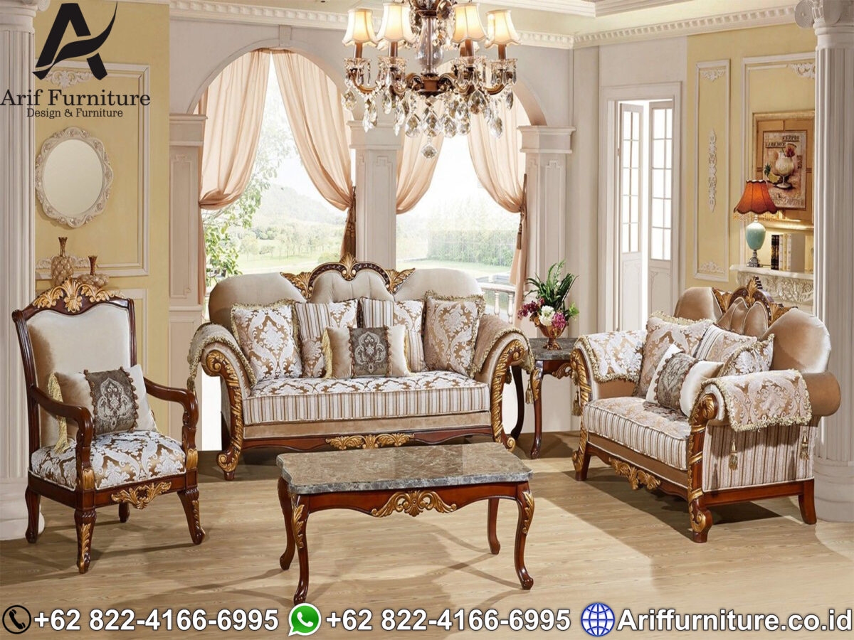 Kursi Sofa Tamu Mewah Classic Ukiran Gold Toko Furniture Jepara Jati