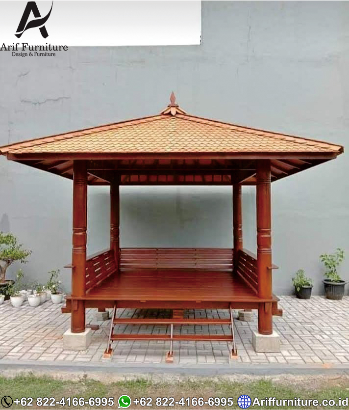 gazebo kayu model minimalis dan ukir jepara