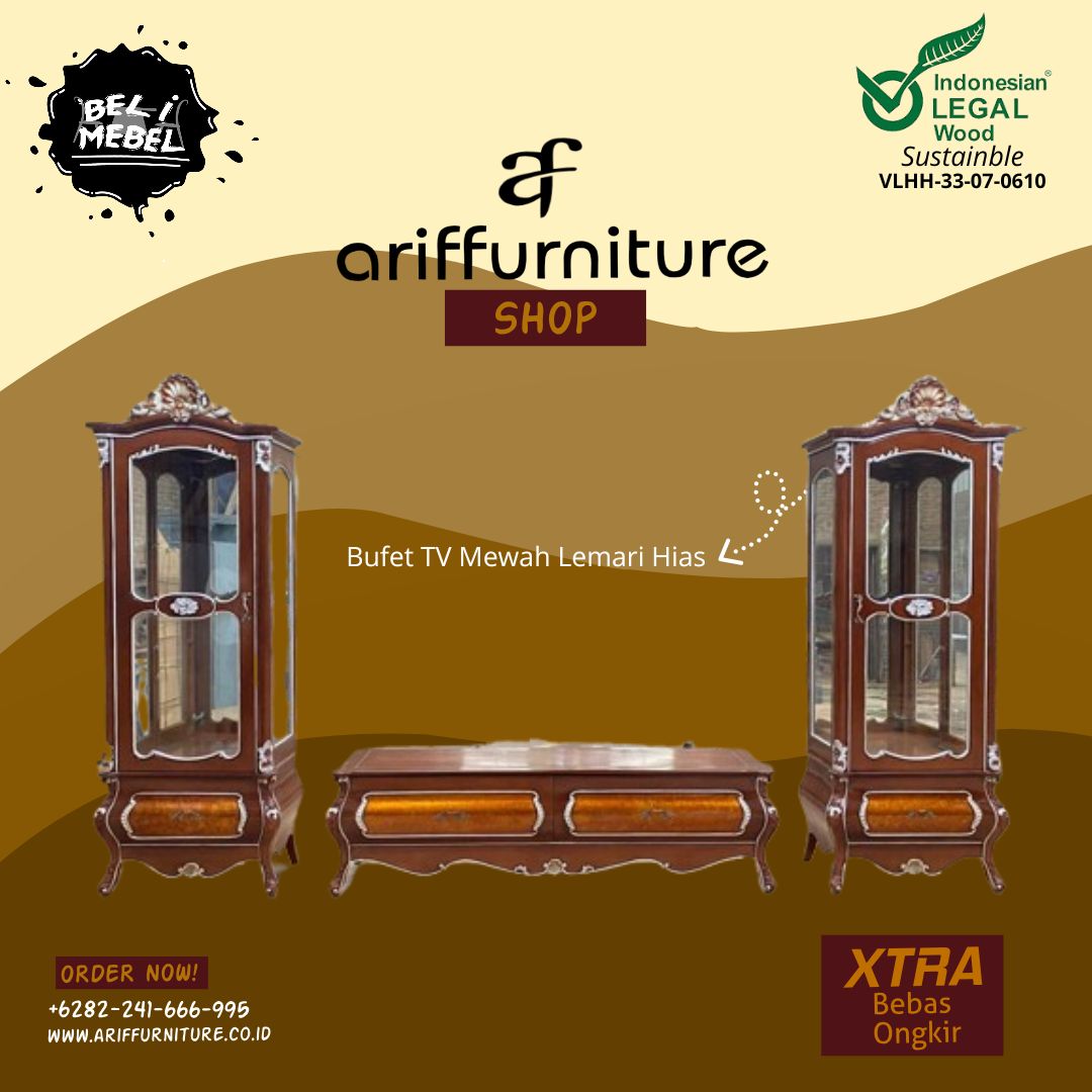 Set Bufet Tv Mewah Lemari Hias Kaca Toko Furniture Jepara Jati Mebel Mewah Pt Arif Furnitures