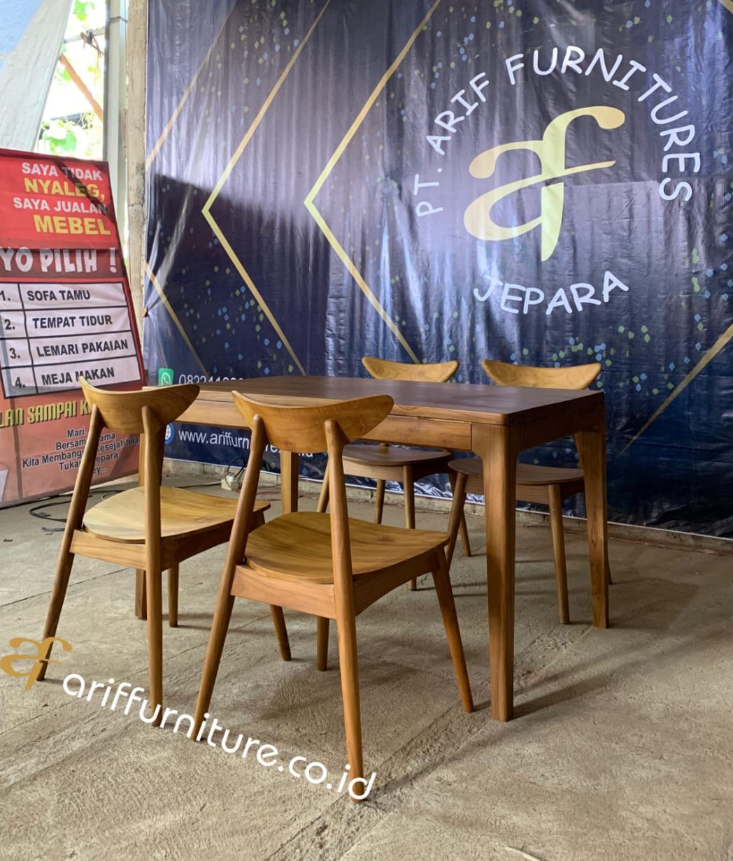 Meja Kursi Makan Set Cafe Minimalis Kayu Jati Pt Arif Furnitures Jepara