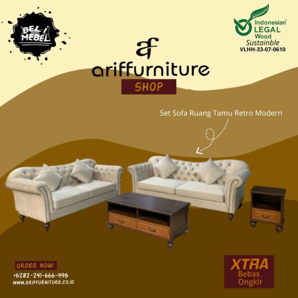 Set Sofa Ruang Tamu Retro Modern Model Minimalis