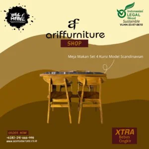 Meja Makan Set 4 Kursi Model Scandinavian Tebaru