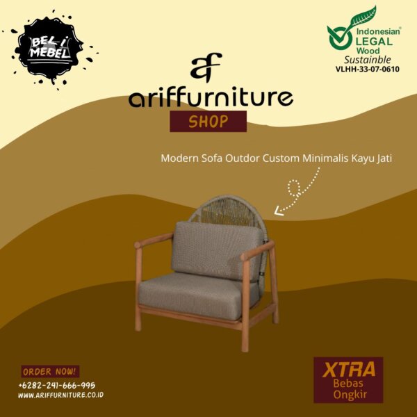 Modern Sofa Outdor Custom Minimalis Kayu Jati