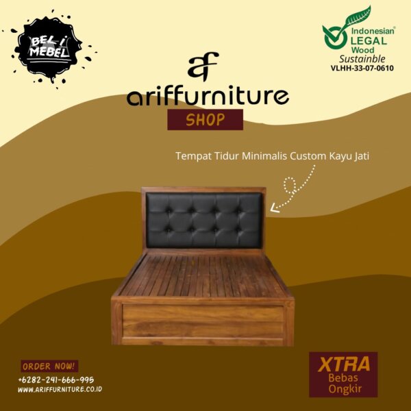 Tempat Tidur Minimalis Custom Kayu Jati