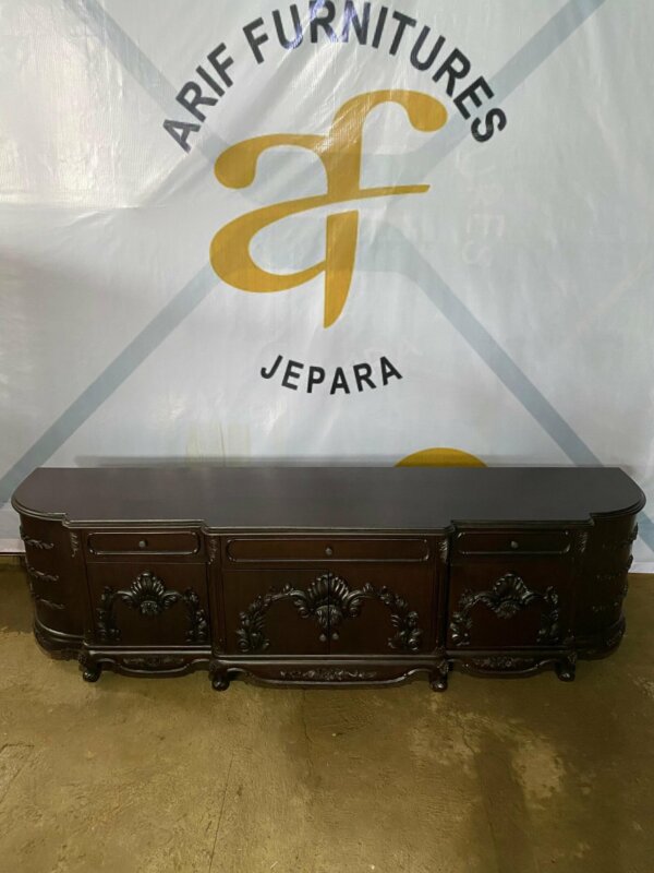 Meja Buffet TV Mewah Kayu Jati Furniture Jepara - Gambar 2