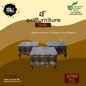 Meja Tamu Kayu Jati Ukiran Klasik Elegant